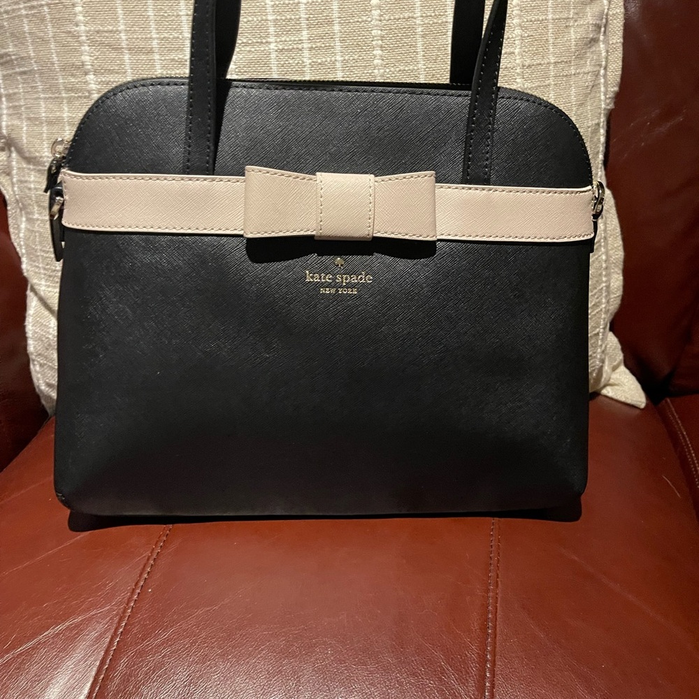 Kate Spade Black and Tan Bow Satchel